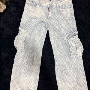Wild Fable Mid-Rise Baggy Cargo Jeans | Pinstripe Denim